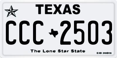 TX license plate CCC2503