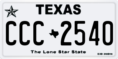 TX license plate CCC2540