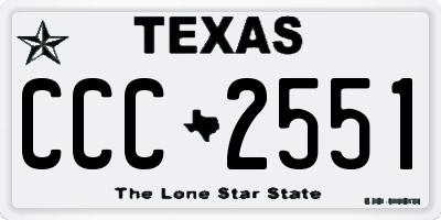 TX license plate CCC2551