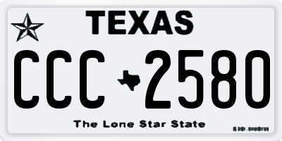 TX license plate CCC2580