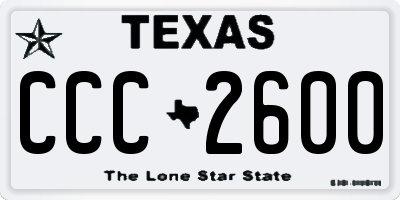 TX license plate CCC2600