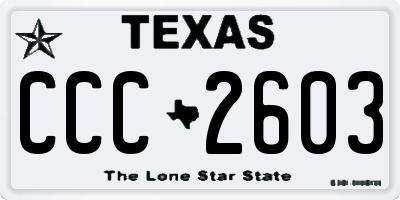 TX license plate CCC2603