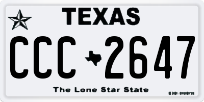 TX license plate CCC2647