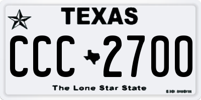 TX license plate CCC2700
