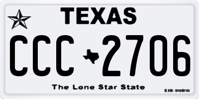 TX license plate CCC2706