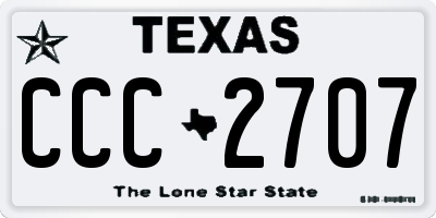 TX license plate CCC2707