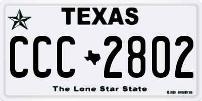 TX license plate CCC2802