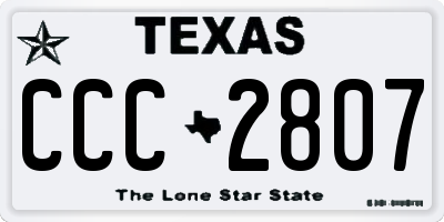 TX license plate CCC2807
