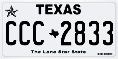 TX license plate CCC2833