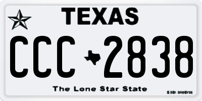TX license plate CCC2838