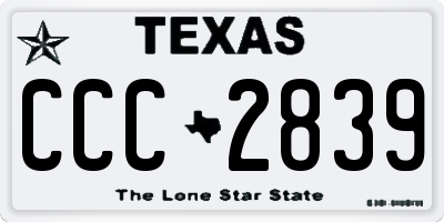 TX license plate CCC2839