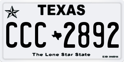 TX license plate CCC2892