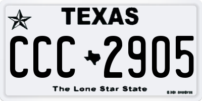 TX license plate CCC2905