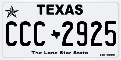 TX license plate CCC2925