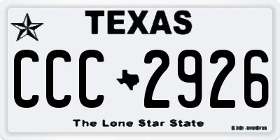 TX license plate CCC2926