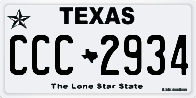 TX license plate CCC2934