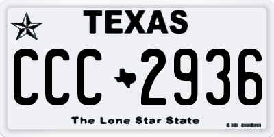 TX license plate CCC2936