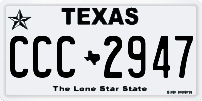 TX license plate CCC2947