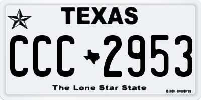 TX license plate CCC2953