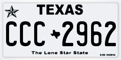 TX license plate CCC2962