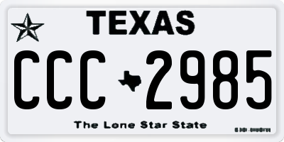 TX license plate CCC2985