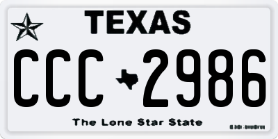 TX license plate CCC2986
