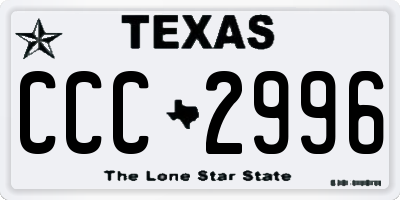 TX license plate CCC2996