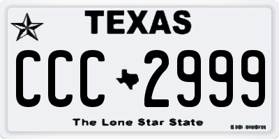TX license plate CCC2999