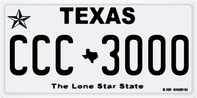 TX license plate CCC3000