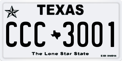 TX license plate CCC3001
