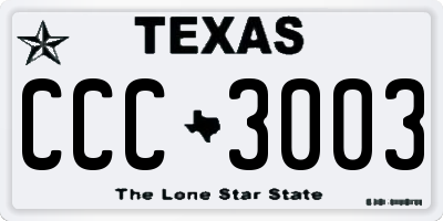 TX license plate CCC3003