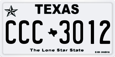 TX license plate CCC3012