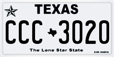 TX license plate CCC3020