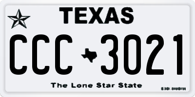 TX license plate CCC3021