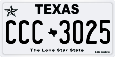 TX license plate CCC3025