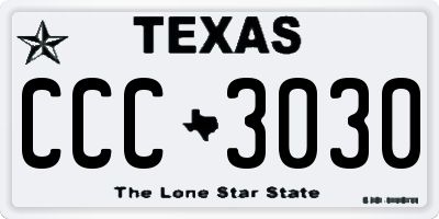 TX license plate CCC3030