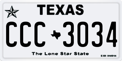 TX license plate CCC3034