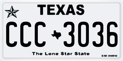 TX license plate CCC3036