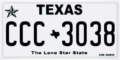 TX license plate CCC3038