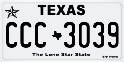TX license plate CCC3039