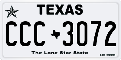 TX license plate CCC3072