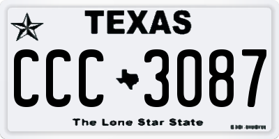 TX license plate CCC3087