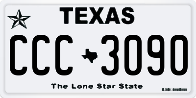TX license plate CCC3090