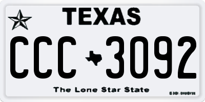 TX license plate CCC3092