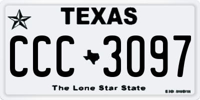 TX license plate CCC3097