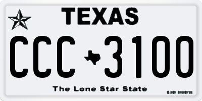 TX license plate CCC3100