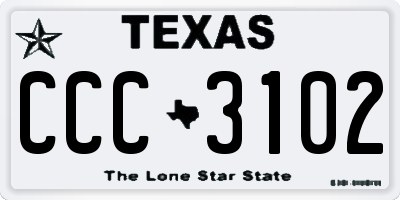 TX license plate CCC3102