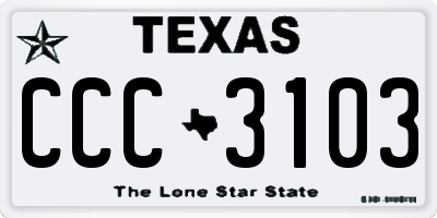 TX license plate CCC3103