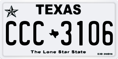 TX license plate CCC3106
