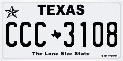 TX license plate CCC3108